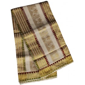 Kerala Temple Design Kasavu Saree